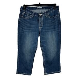 Lee SZ 12 Medium Slender Secret Jean Capris Mid-Rise Stretch Zip-Fly Pocket Blue